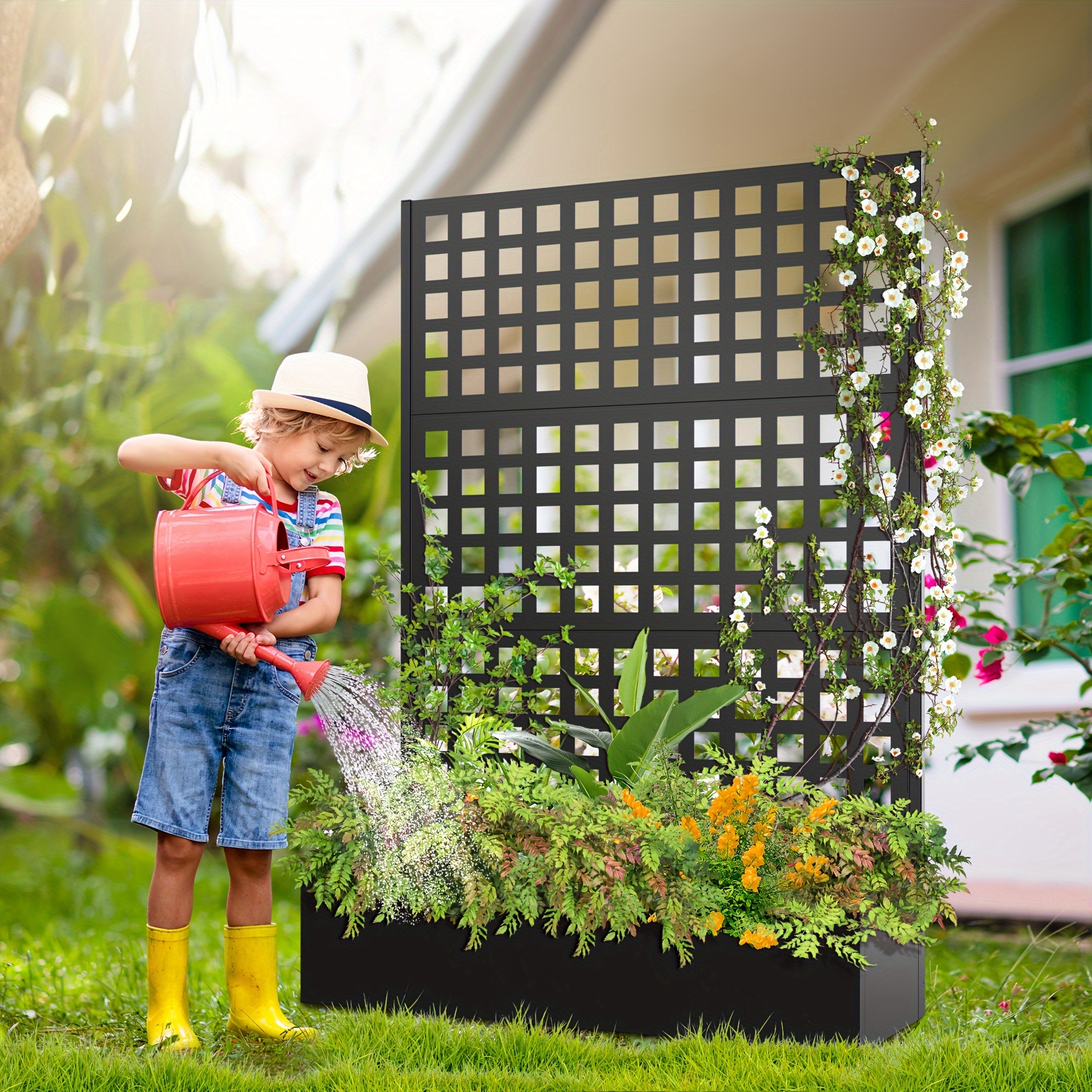 metal planter box trellis metal raised garden bed trellis - Temu