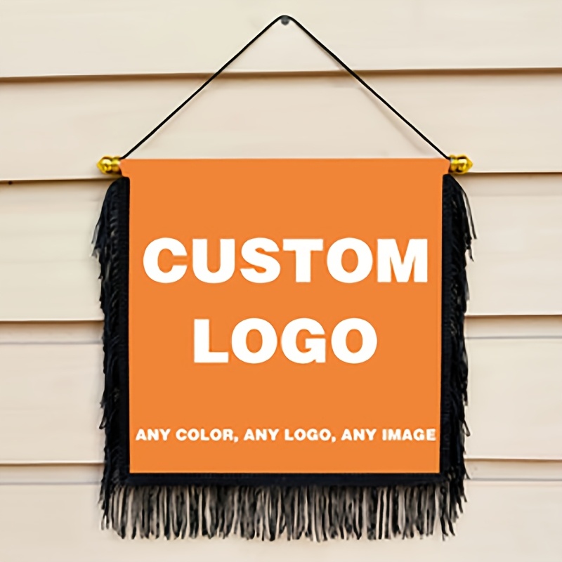 TEMU 1pc Custom Double-sided Pattern Tassel Square Banner Flag Decoration With Your Own Text/logo/photo, Football Team, Basketball Team Sports Event