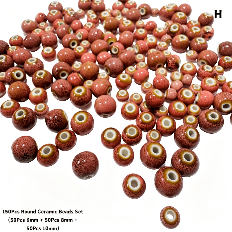 Mixed Size Colorful Glazed Round Ceramic Beads for Jewelry Making