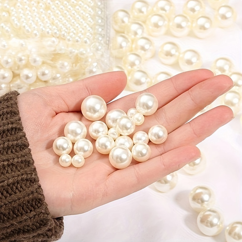 

elegant" White Acrylic Imitation Pearl Beads 3-20mm, No Hole Round Plastic Beads For Diy Jewelry Making And Display Decorations