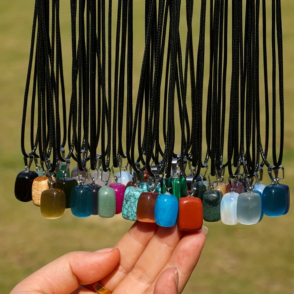 7pc Irregular Natural Gemstone Pendant Necklace Set