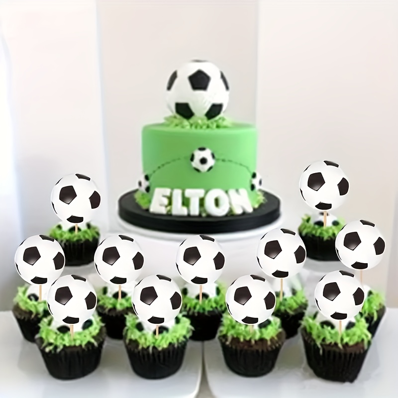 Image of 24pcs Football Cupcake Toppers, Football Sports Cake Decoration, Football Cake Toppers, Football Cupcake Decoration For Birthday Party Baby Shower Cake Decoration Football Theme