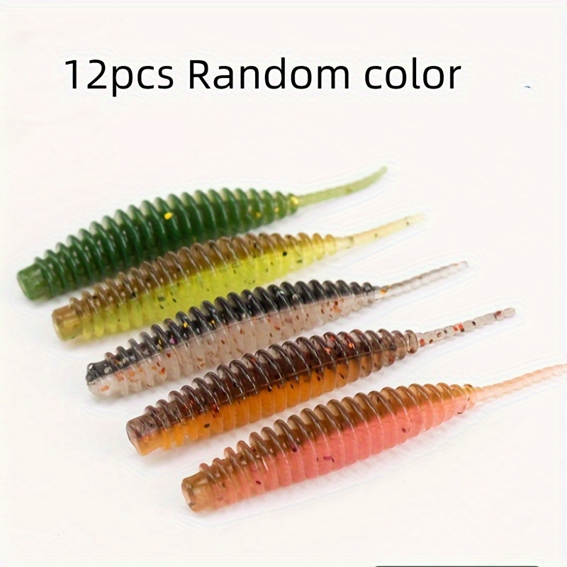 12pcs Bionic Soft 12 Random Colors Soft Baits 5cm/0.75g Dual-tone Single-tone Thread Root Hook Tail Soft Lure With Lead Hook For Fishing Artificial Bait Tpe Material Soft Lure