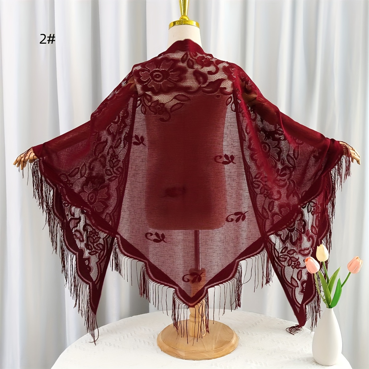 burgundy lace shawl