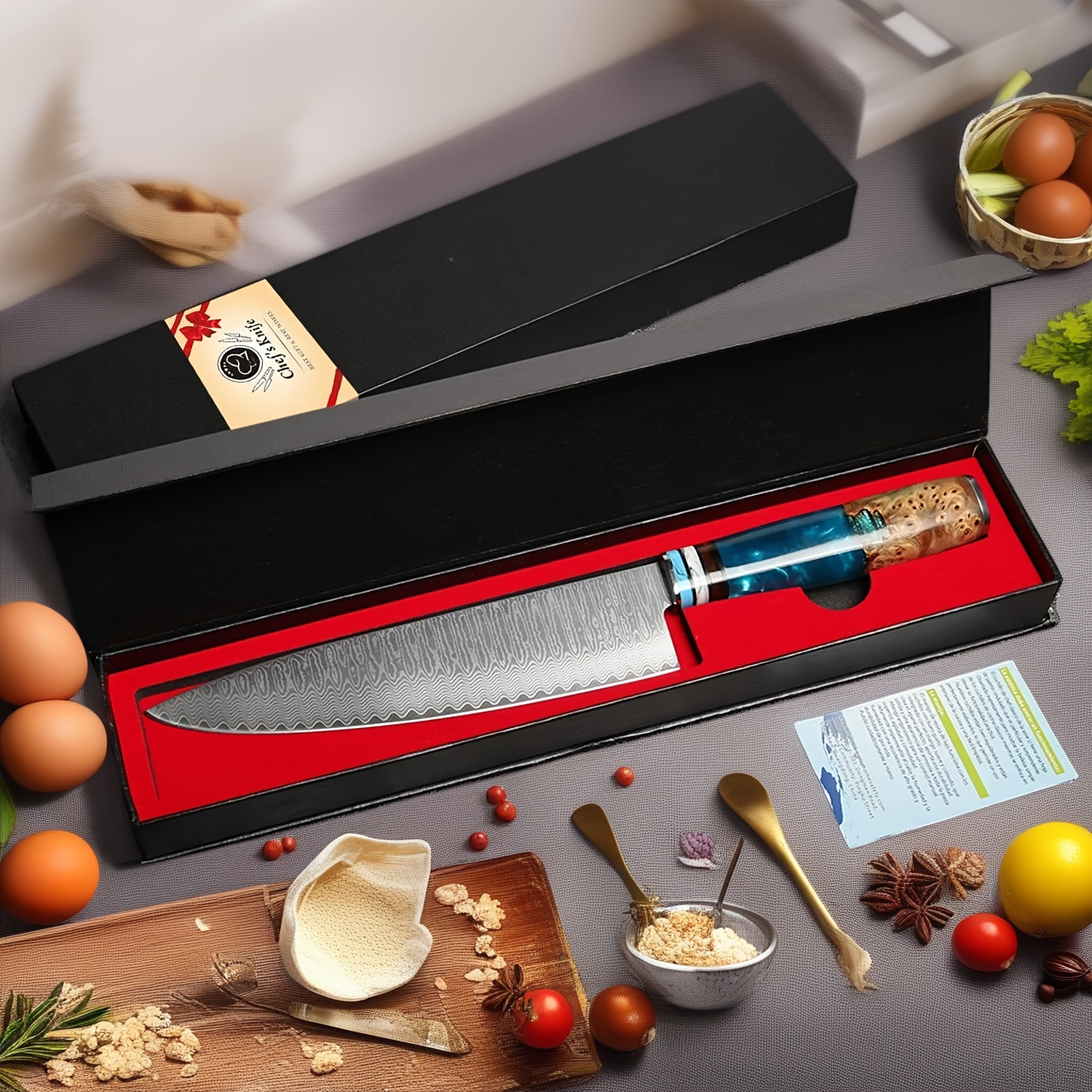 TEMU A High-'s Knife Constructed From Damascus Steel, Featuring A High Carbon Steel Blade, Meticulously Handcrafted, With A Japanese , Suitable For