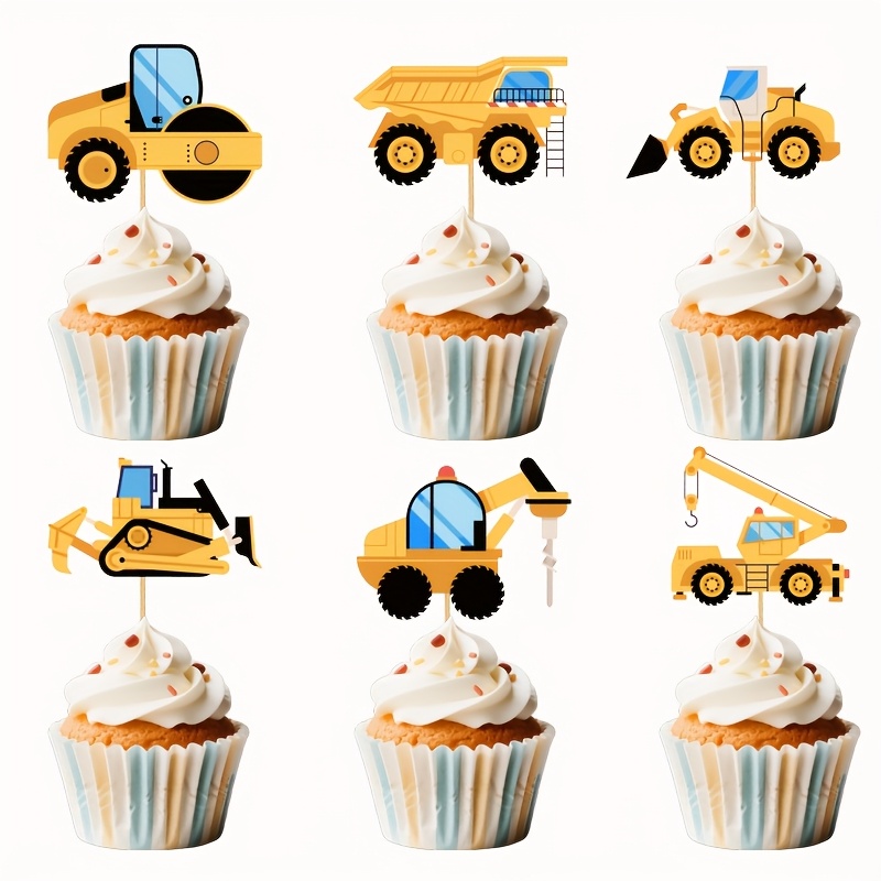 Image of 24/25-piece Construction Vehicle Cake Topper Set - 6 | Perfect For Boys' Birthday Party Decorations,halloween,christmas Halloween&christmas For Christmas,newyear,valentine,party Events