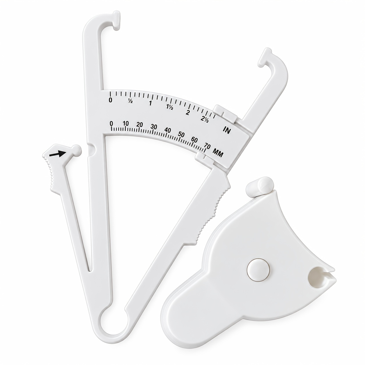TEMU Ensemble de mesure de fitness 2 pièces, calibres à plis pour la graisse avec ruban à mesurer rétractable, outils de mesure à double échelle pour