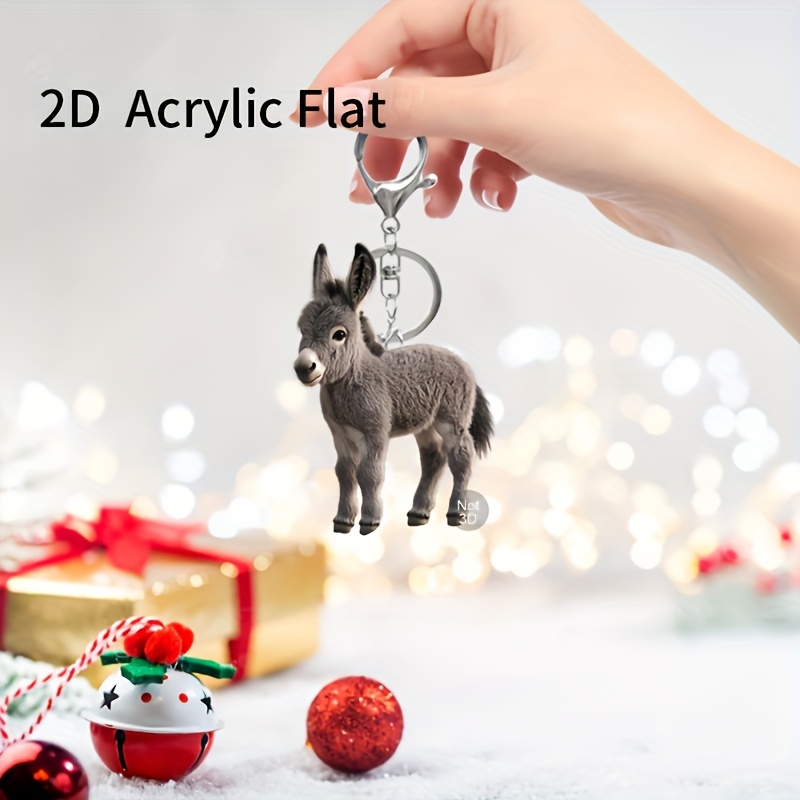 

Acrylic Donkey Keychain - Cute Mini Animal Design, Lightweight & , Perfect Gift For All