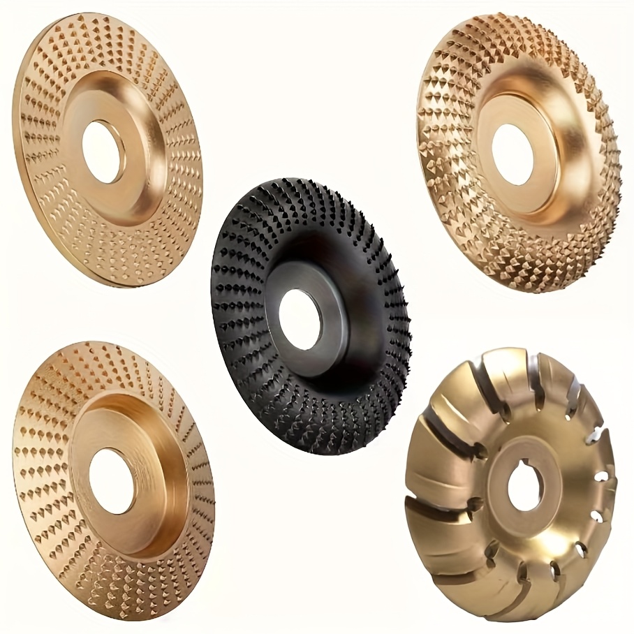 Image of 5pcs Wood Carving Disc Kit Grinder Wrench For 4" Or 4 1/2" With 5/8" , Grinding Wheel Shaping Disc For Wood Shaping Carving, Woodworking Tools