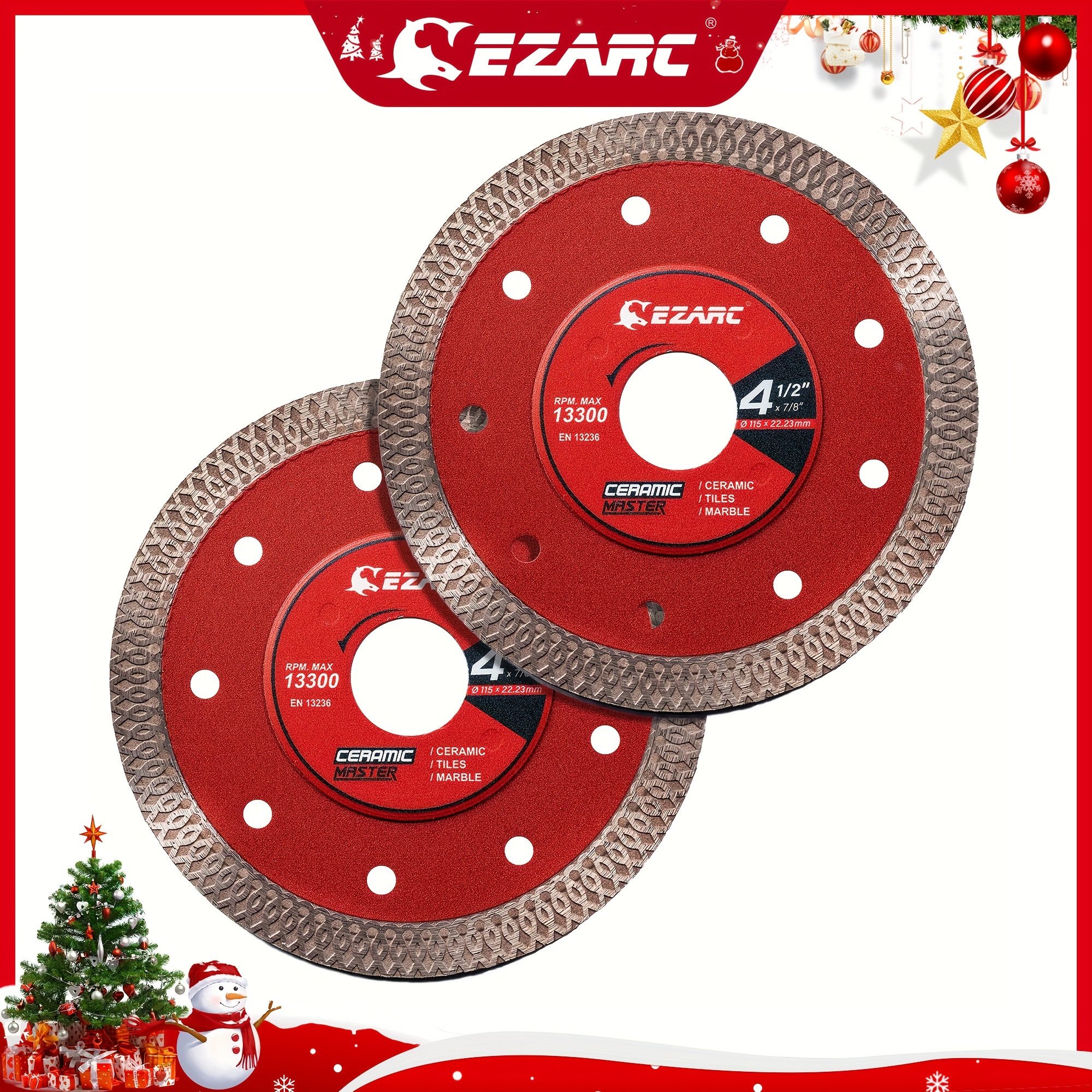 

Ezarc 2pcs Ultra-thin 4.5" Diamond Cutting Discs For Ceramic, Granite & Marble - -tooth Design For Smooth Cuts, Ideal For Tile Installers & Diy Projects, Alloy Steel