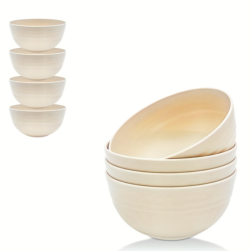 Image of 4pcs Durable Plastic Bowl Set - Reusable Salad Bowls - Dishwasher Microwave Safe - Great For Salads, Noodles, Oatmeal, Soup For Home Use, Restaurants, Dorms, Parties, Festivals And More