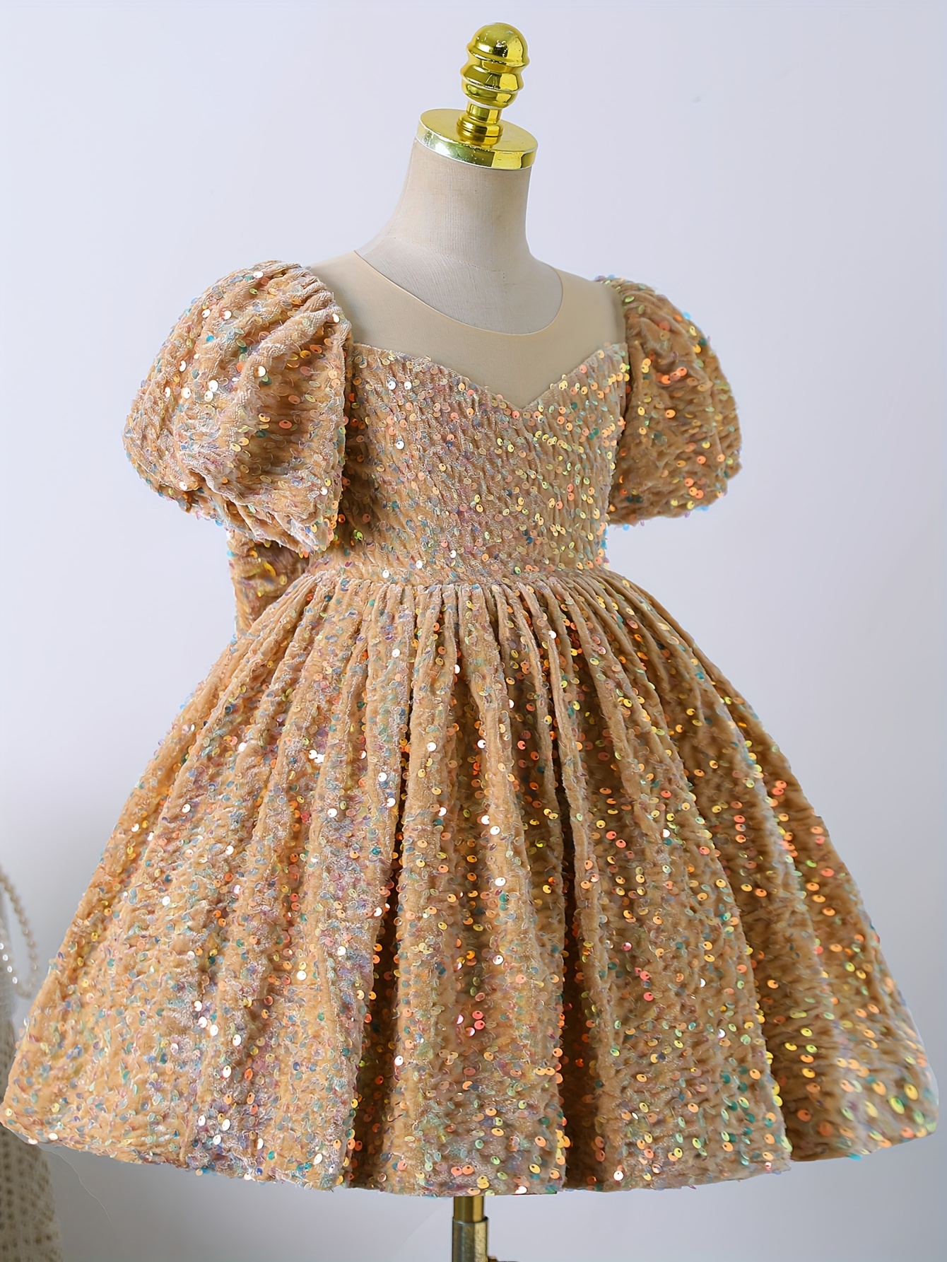golden dress for birthday Women Gold Prom Dress Black Girl,Leg Split Birthday Outfits – jkprom main image 1