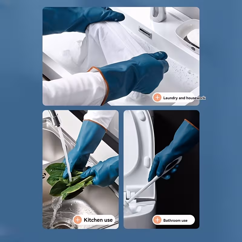 4pairs rubber gloves kitchen dishwashing gloves thick lined washing clothes gloves winter household cleaning gloves do housework hand protection cover cleaning tools Product details 7