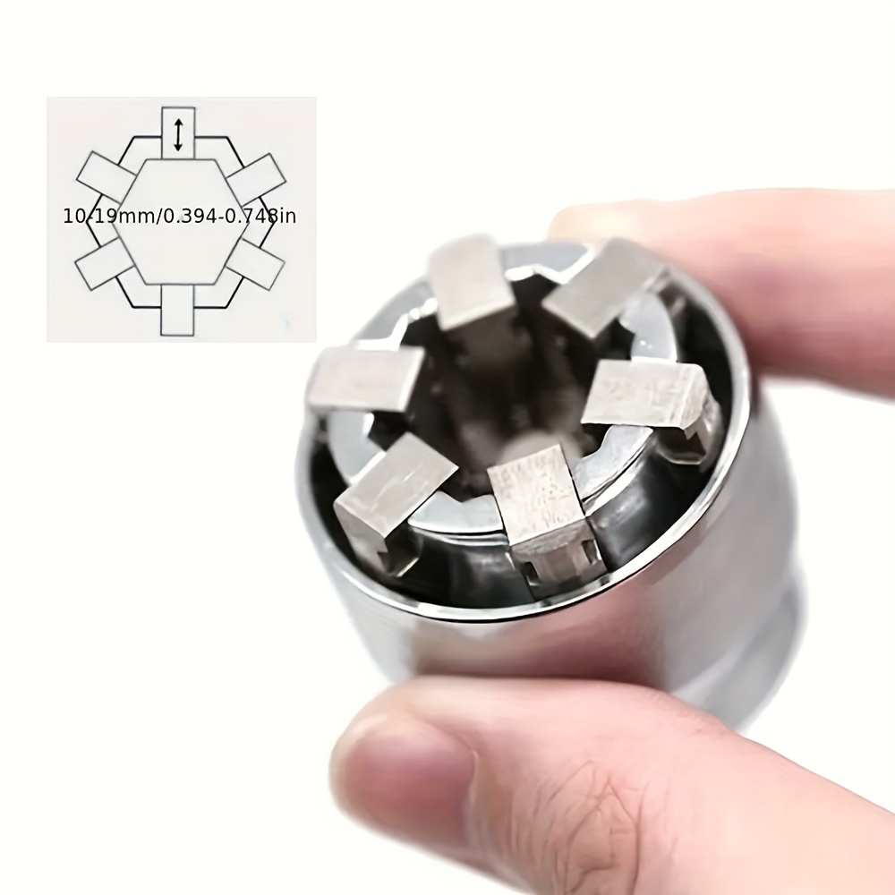 TEMU Adaptateur de poignée pour clé à douille universelle - S' aux écrous et boulons à tête hexagonale de 10 à 19 mm - Compatible avec clé