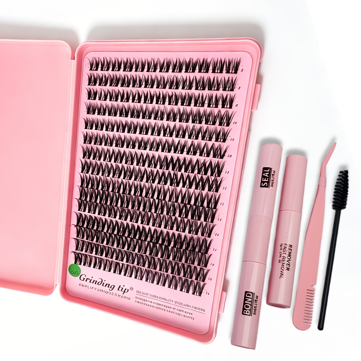 042 Eyelash Clusters Kit With Glue 8-16mm Mixed Length Individual Lashes Extension Set With Tweezers Tool Natural Wispy Fluffy False Eyelashes