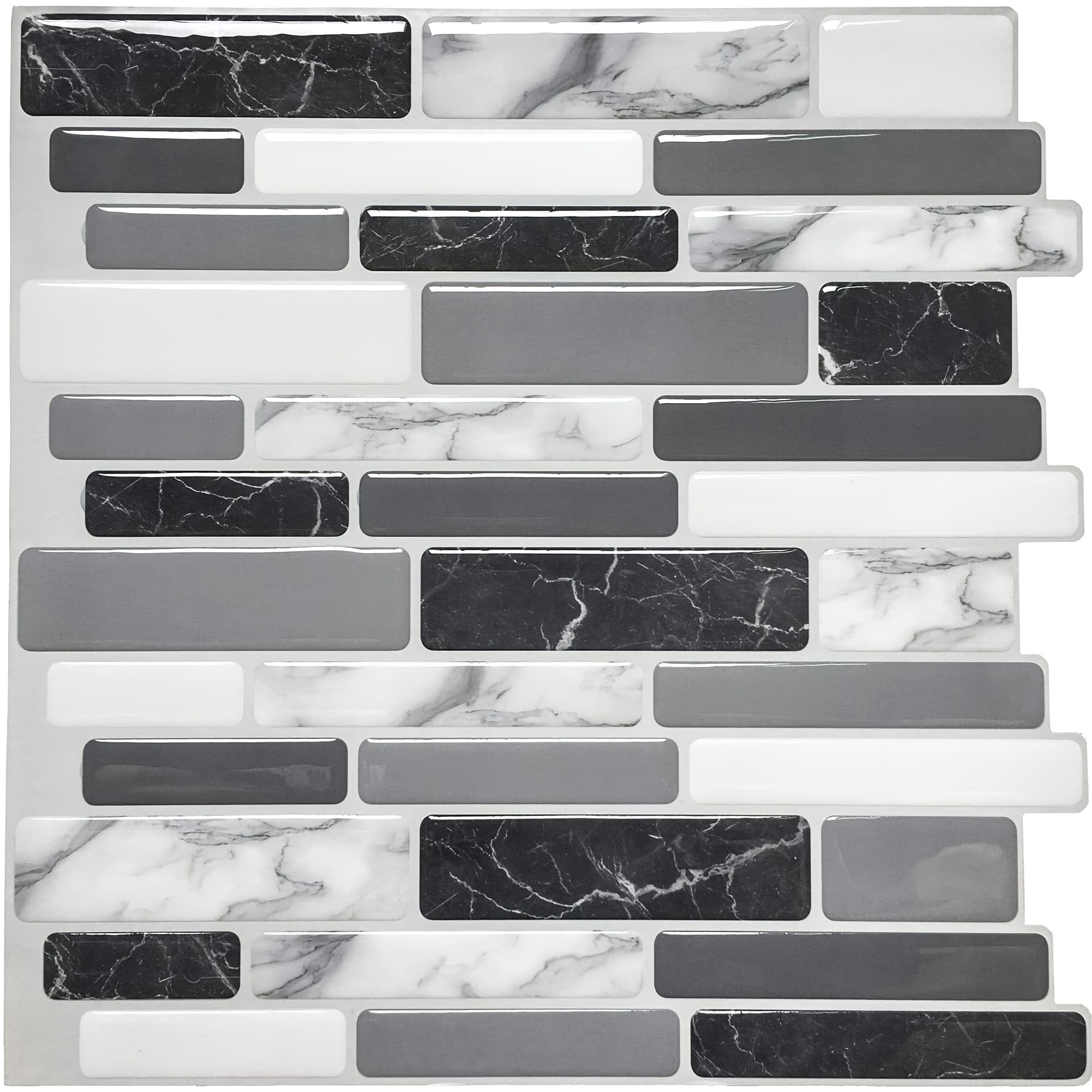 

Art3d 10-piece 12 In. X 12 In. Peel And Stick Backsplash Tile Black White Marble Design, 10 Sq Ft/case