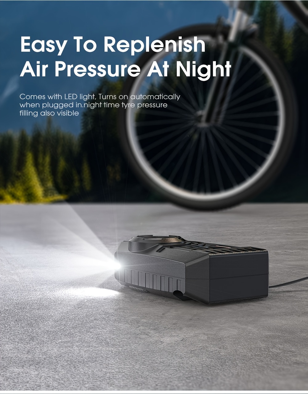 CaRSun Automatic Air Compressor Pump for Car Tires, Motorcycles, Bicycles - ABS Material, DC 12V LED Light, Car Plug Power, Non-Waterproof, ≤36V Operating Voltage - Ideal for Christmas, Halloween, New Year, Mid-Autumn Festival, Spring Festival, Without Battery