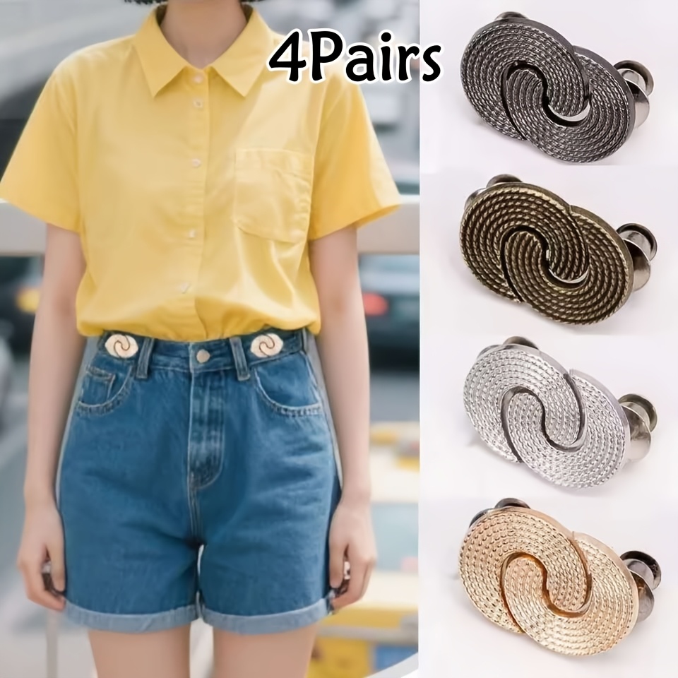 TEMU Boucle de taille de 8, ajustable et amovible, bouton de taille couture ni clous, outil de resserrement de taille pour jeans