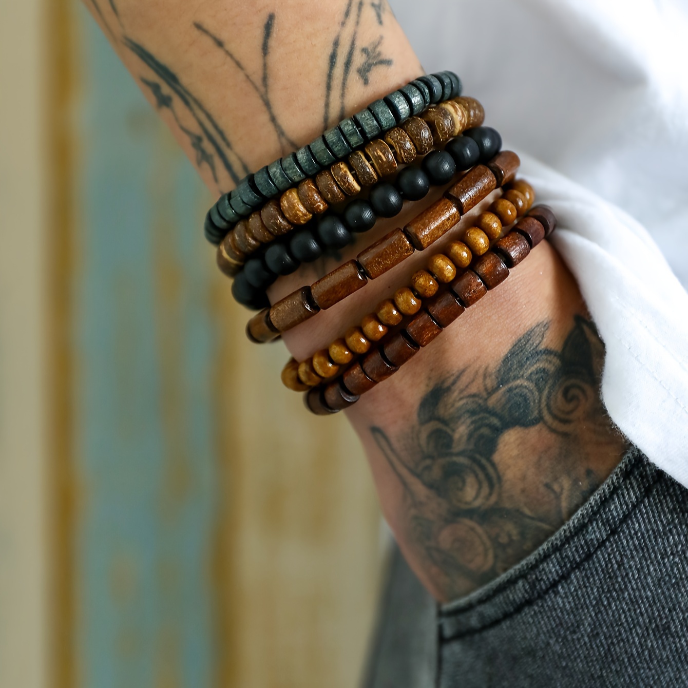 

6pcs/set Wooden Bracelets Strings