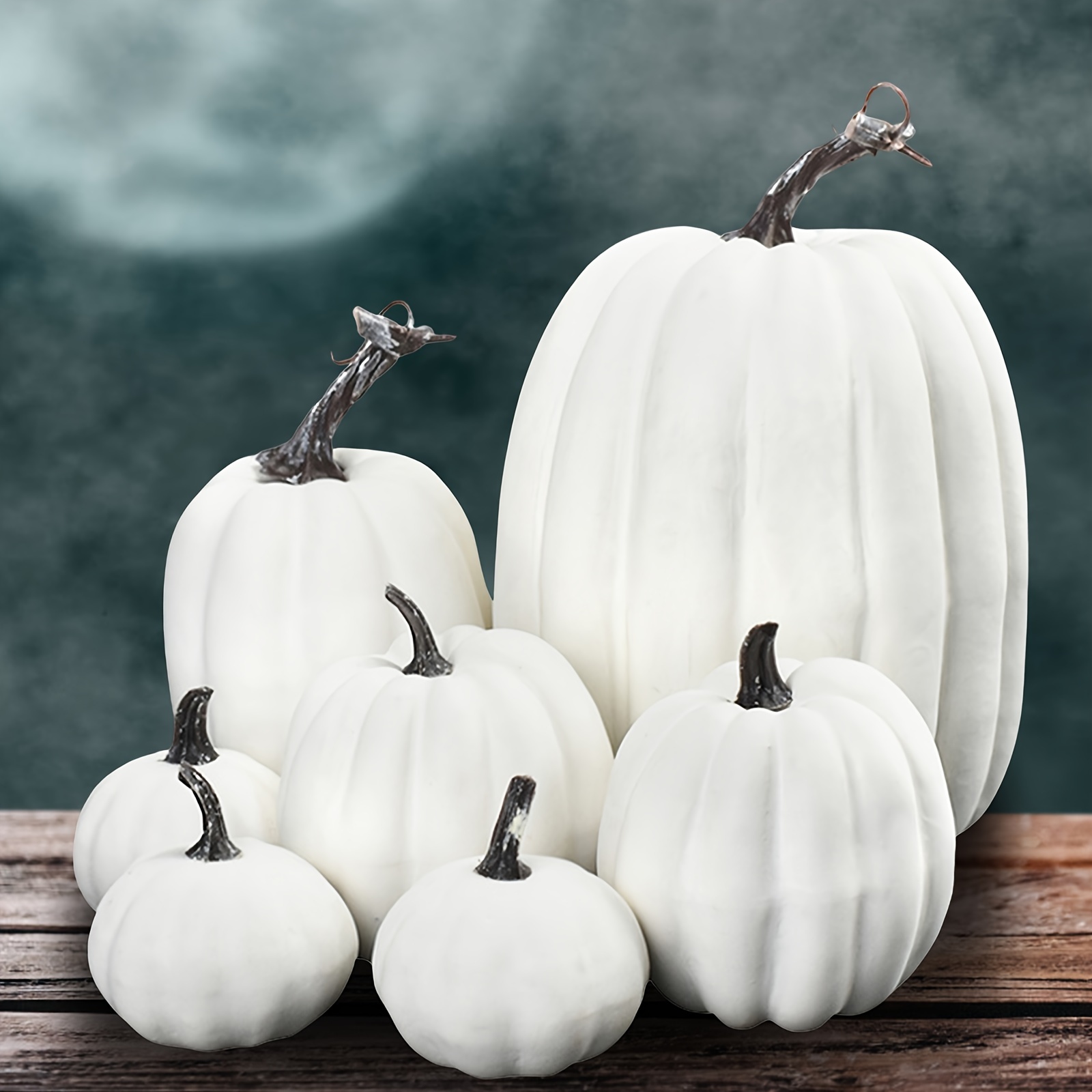 

7-piece Set Pumpkins Set Assorted Sizes Artificial Pumpkins Decoration Harvest Fall White Pumpkins Fake Foam Pumpkins For Fall Autumn Decor Thanksgiving Decorations