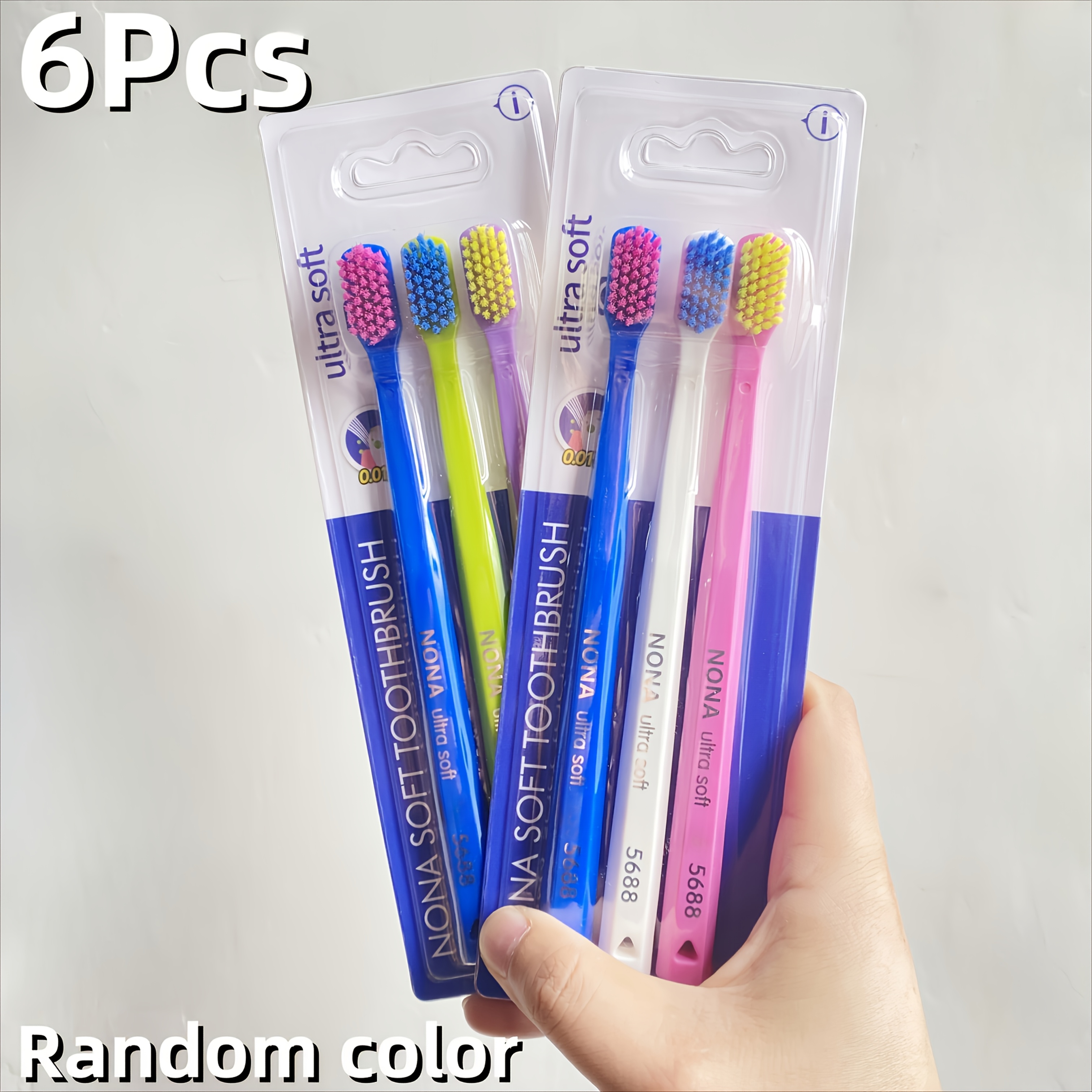 6-pack -style Manual Toothbrushes With Color-coded Heads, , 6-pack Bulk Box For Sensitive Gums, Cavities, Plaque Removal, Compatible With Mouthwash ()