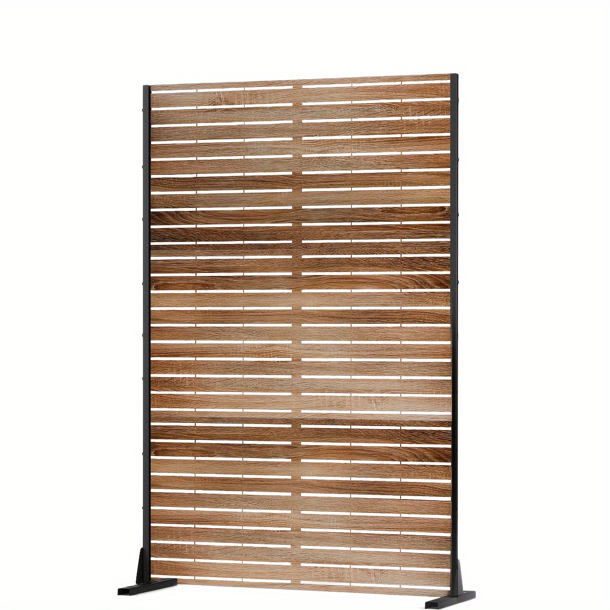 

Vintage- Privacy Screen, Freestanding Decorative Fence For Outdoor Deck, Balcony, Patio - 72" H " W, Natural , Sturdy Metal Frame With Horizontal Slats