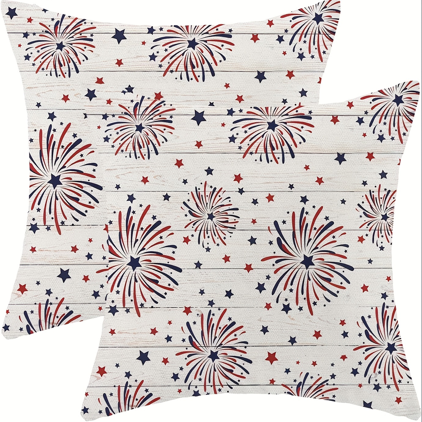 

2pcs Patriotic 4th Of Pillow Covers - Red, Fireworks Design | Linen Throw Pillowcases For & Decor | Zip Closure | Machine Washable | Fits Room Styles | Sizes: 16x16/18x18/20x20 Inches (no Insert)