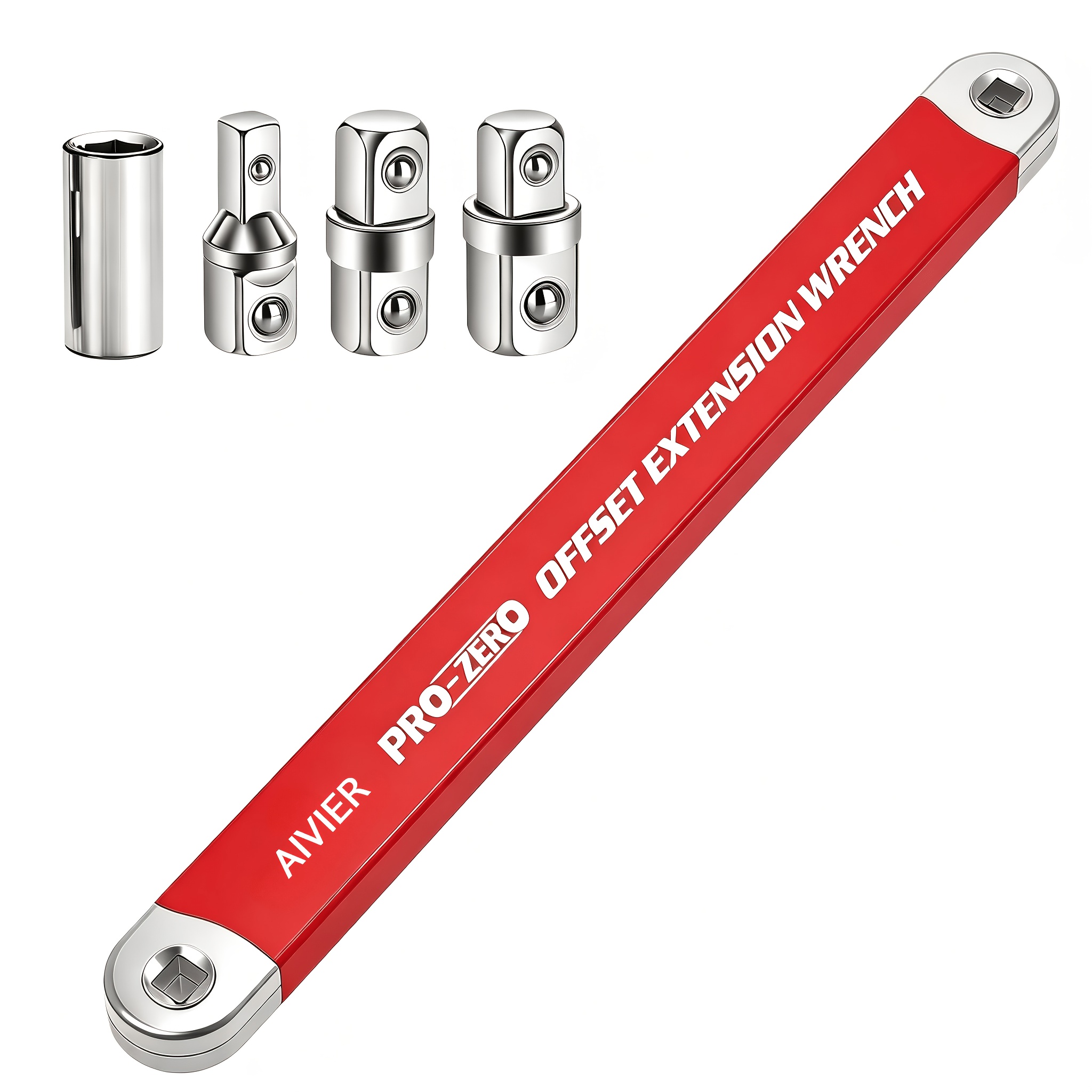 TEMU Clé d'extension à cliquet multifonctionnelle 2-en-1 | des adaptateurs carrés de 1/2", 1/4" et 3/8", rotation , couple , poignée antidérapante,