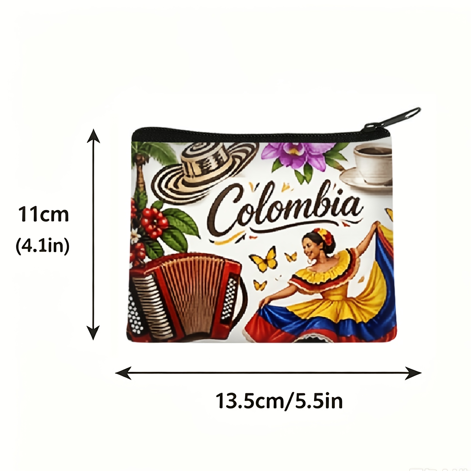 TEMU 1pc Colombian Themed Coin Purse Suitable For Keys, Cash & Small - Compact Machine-washable Wallet With Colombian Cultural, Gift For,, Christmas,