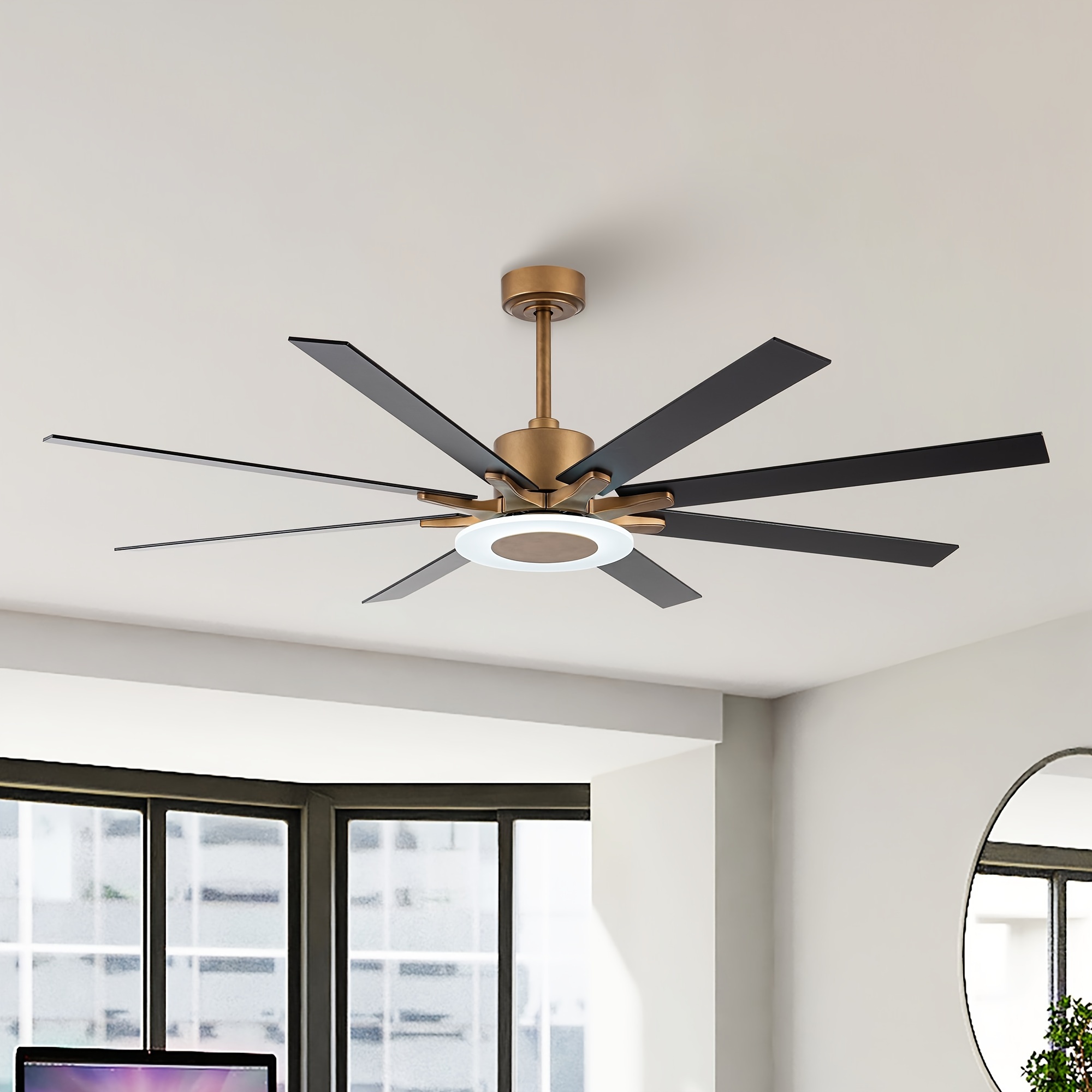 

65-in Golden Integrated Led Indoor Ceiling Fan With Light And Remote