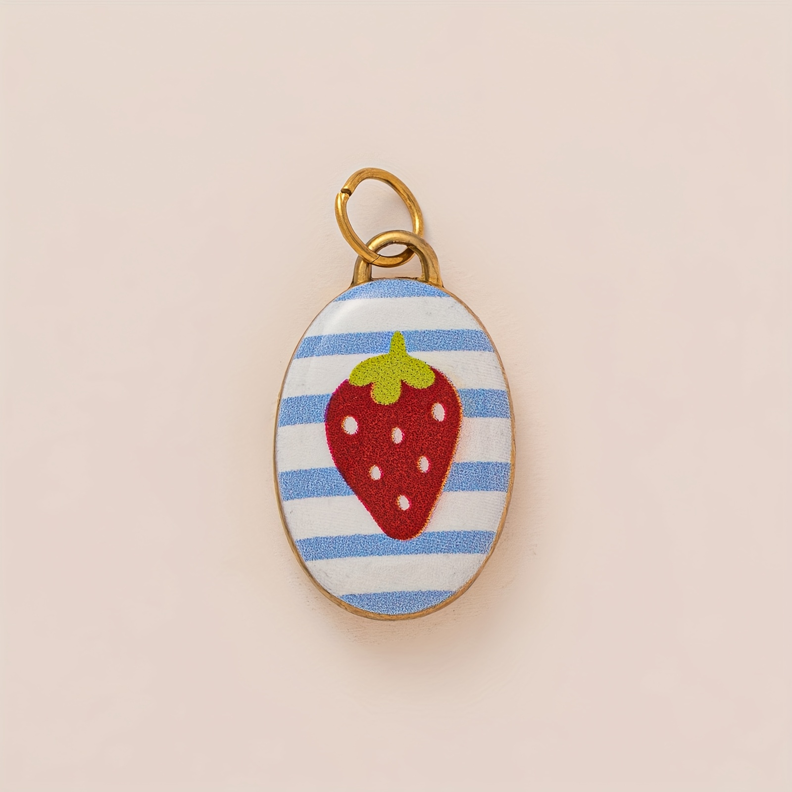 E-shop Ein stilvoller und minimalistischer Pendel-Anhänger mit Emaille-Malerei von Bäumen, Kirschblüten, Pilzen, grünen Birnen und Blumen, Teil einer