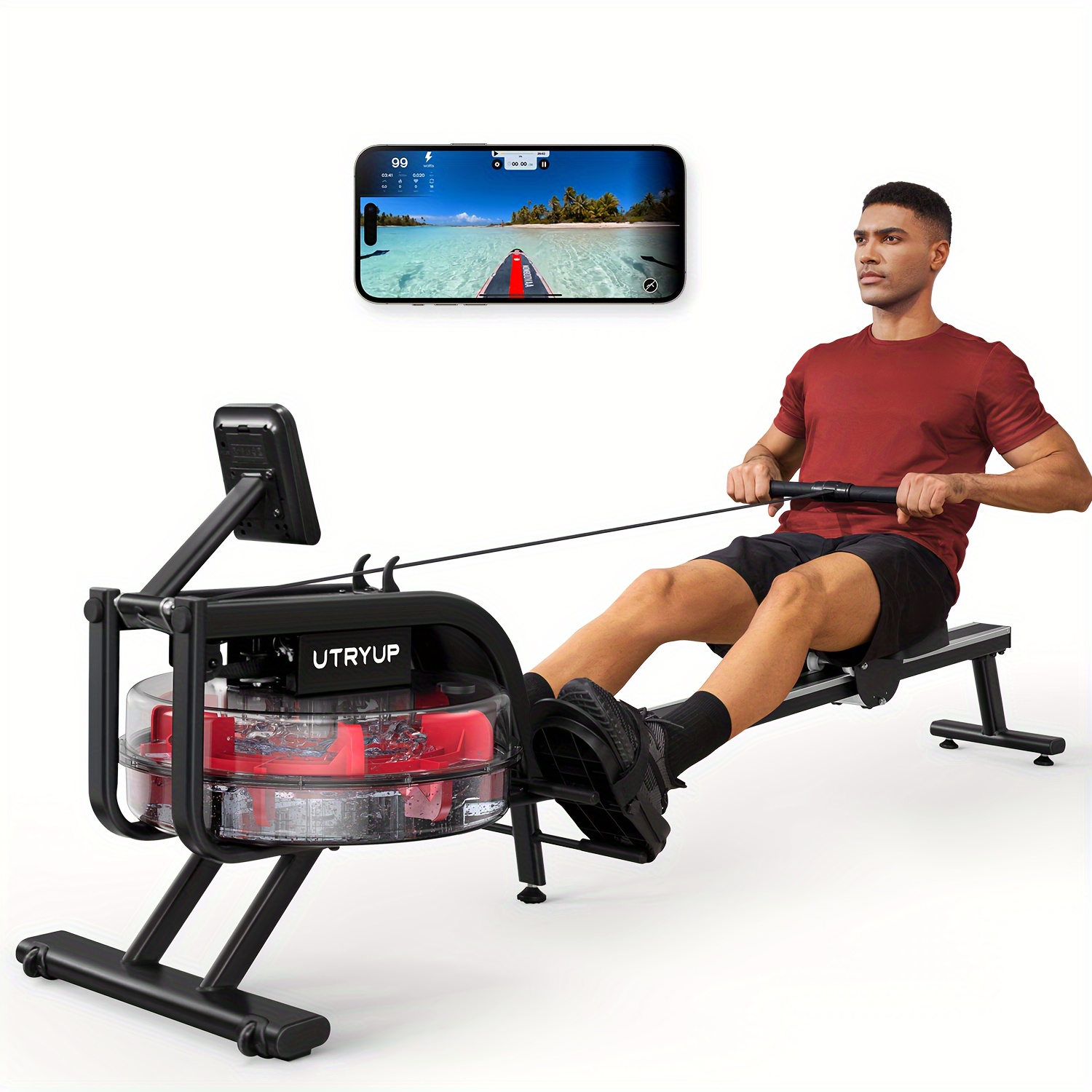 

Magnetic/water Rowing Machines For Home, Compact And Saves Space - Vertical/folding Storage, 350 Lb Weight Capacity, Tablet Holder And Comfortable Seat Cushion