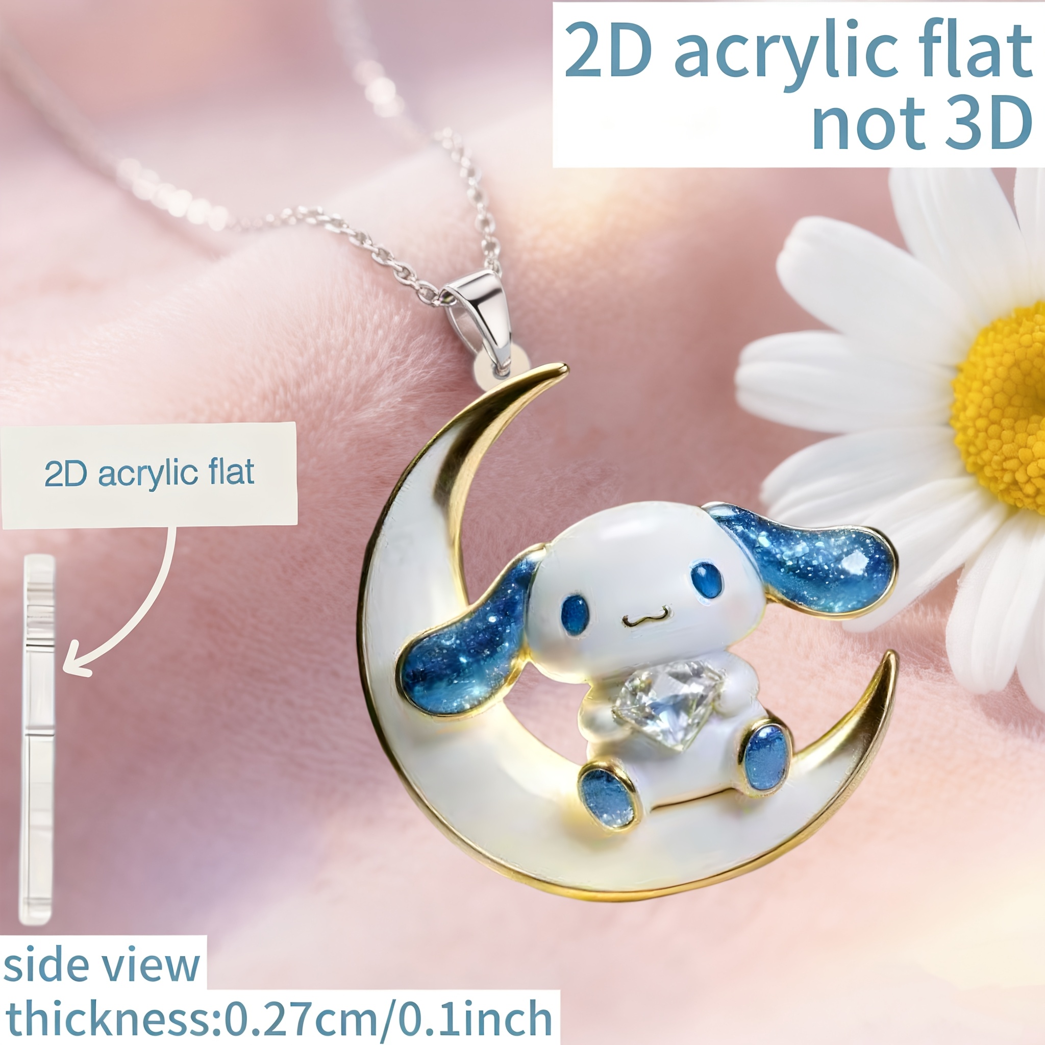 Cinnamon Dog Pattern Acrylic Pendant Necklace, Gift Idea
