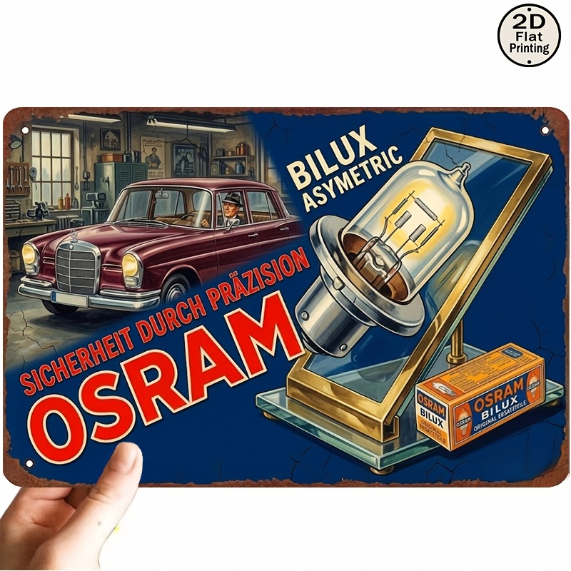 TEMU 2d Flat, 1pc -vintage 8x12 Square Metal Wall Hanging Sign, Artistic Metal Plaque For Walls, Vintage Advertising Display Of Light Bulbs And .