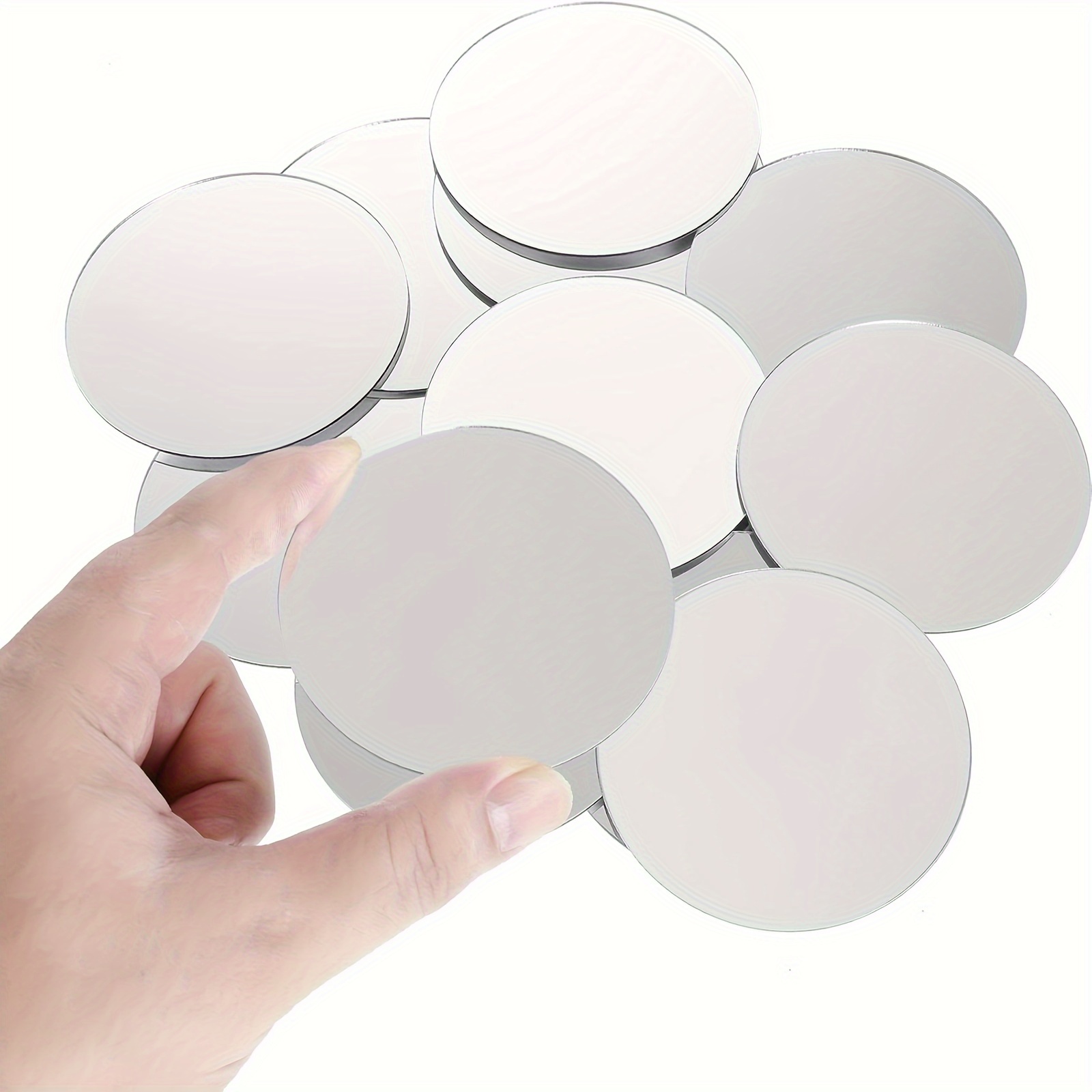 

25pcs Mini Acrylic Round Mirrors, Self-adhesive Geometric Pattern, Craft Mirror Tiles For Diy Projects & Home Decor