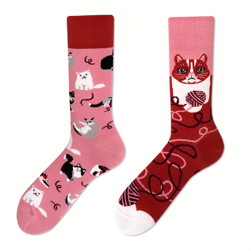 

Unisex Cartoon Cat Socks, Novelty Street Ab Style Mid Tube Socks, Women's Stockings & Hosiery