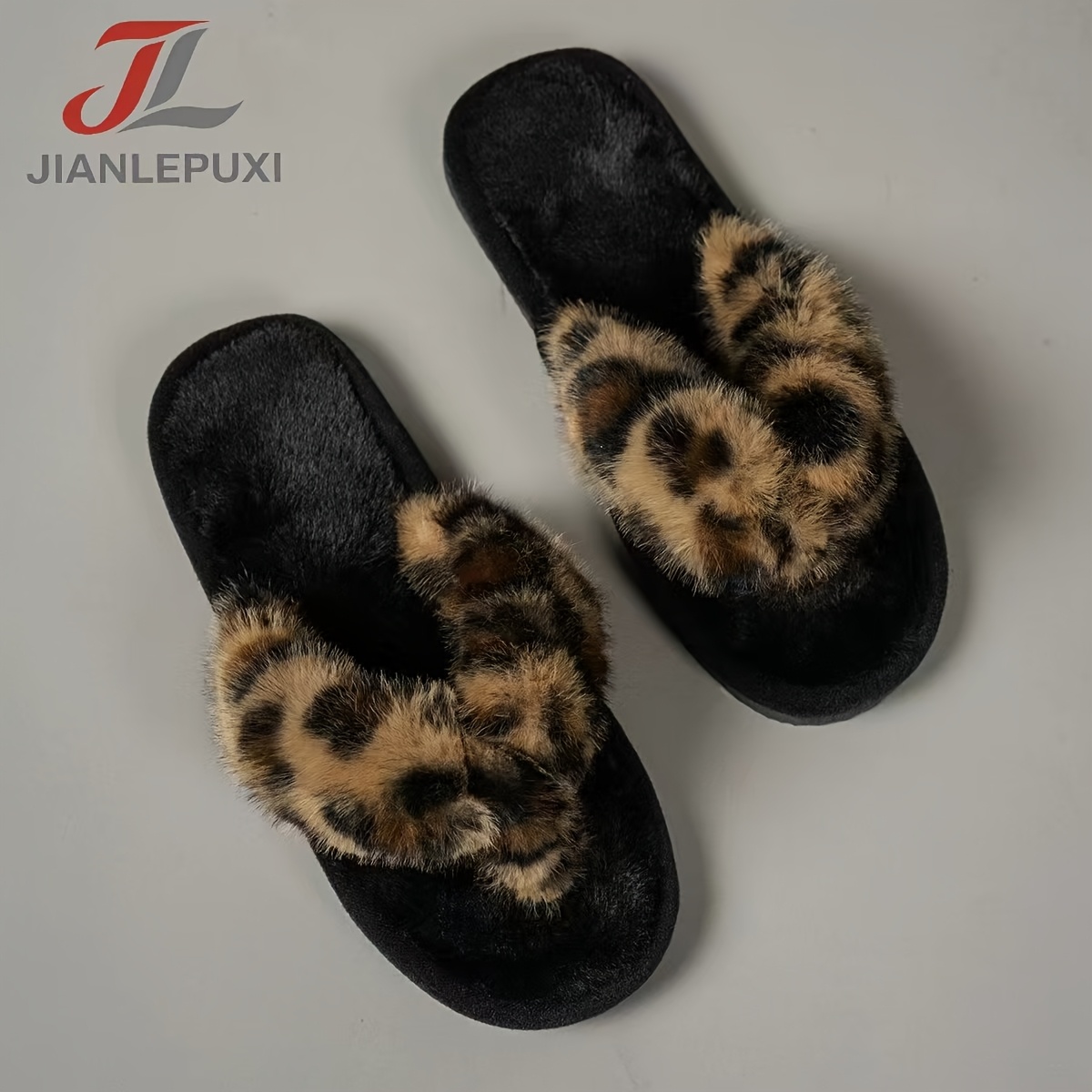 TEMU Pantofole nuove in peluche con stampa leopardata e pontetto, e silenziose, stile unisex per , pantofole da interno, pantofole
