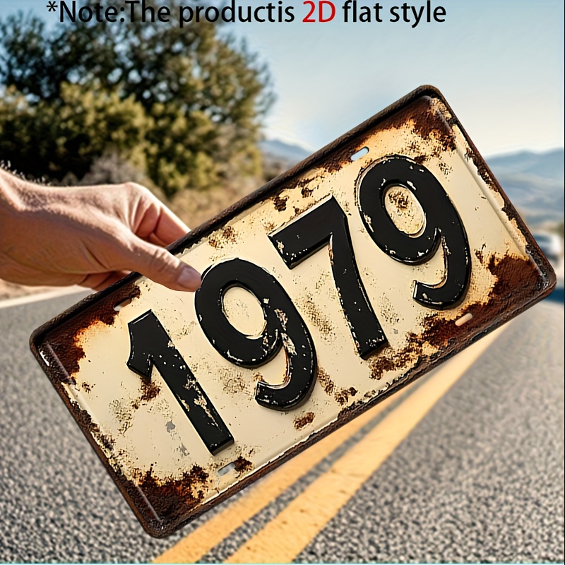 TEMU 2d Flat - "decorative Use ", 2d Flat, 1pc Pack Suitable For Men's Cave, Garage, Bar, Home - Vintage 1979 Metal Wall Art, Nostalgic Car Theme