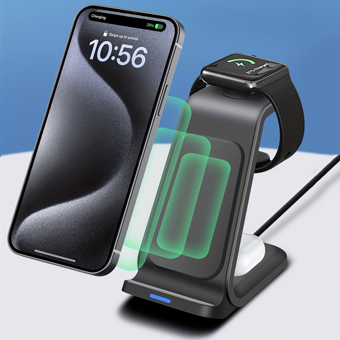 

Wireless Charging Station,3 In 1 Wireless Charging Stand Iwatch Ultra 6 Se 5 4 3 2,15w Fast Wireless Charger Iphone 15/14/13/plus/pro//12/11/x/xr/xs/8,for Airpods 3/2/pro/