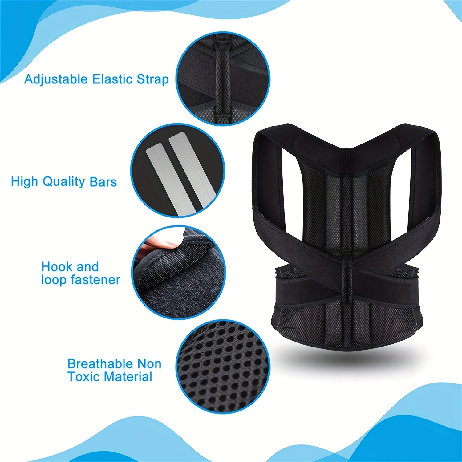 Adjustable posture corrector for men and women, back support shoulder straps, provides lumbar support, back and lumbar support