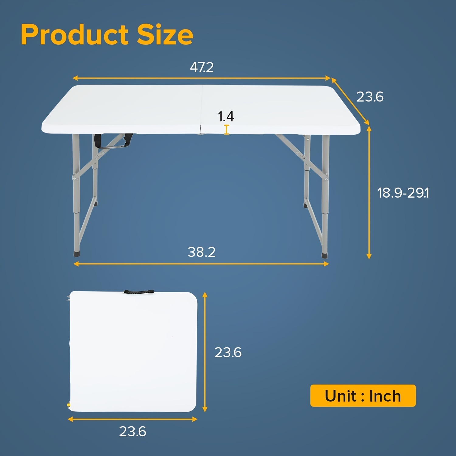 TEMU Table Pliante 4FT/6FT/8FT Robuste Portable Table de Camping Pliable Légère Table de Plastique Salle à Manger Intérieur Extérieur pour - Plage