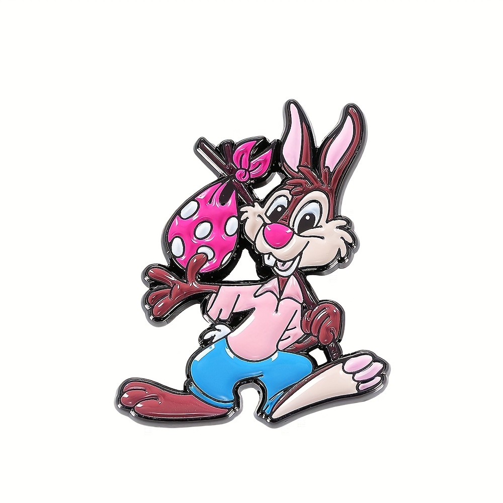 TEMU 1pc Cute Rabbit Brooch. Quick- Animal Cartoon Lapel Pin Accessory, Gift Brooch, Used For Backpacks, Fashion Additions, Clothing, Hats, Scarves,