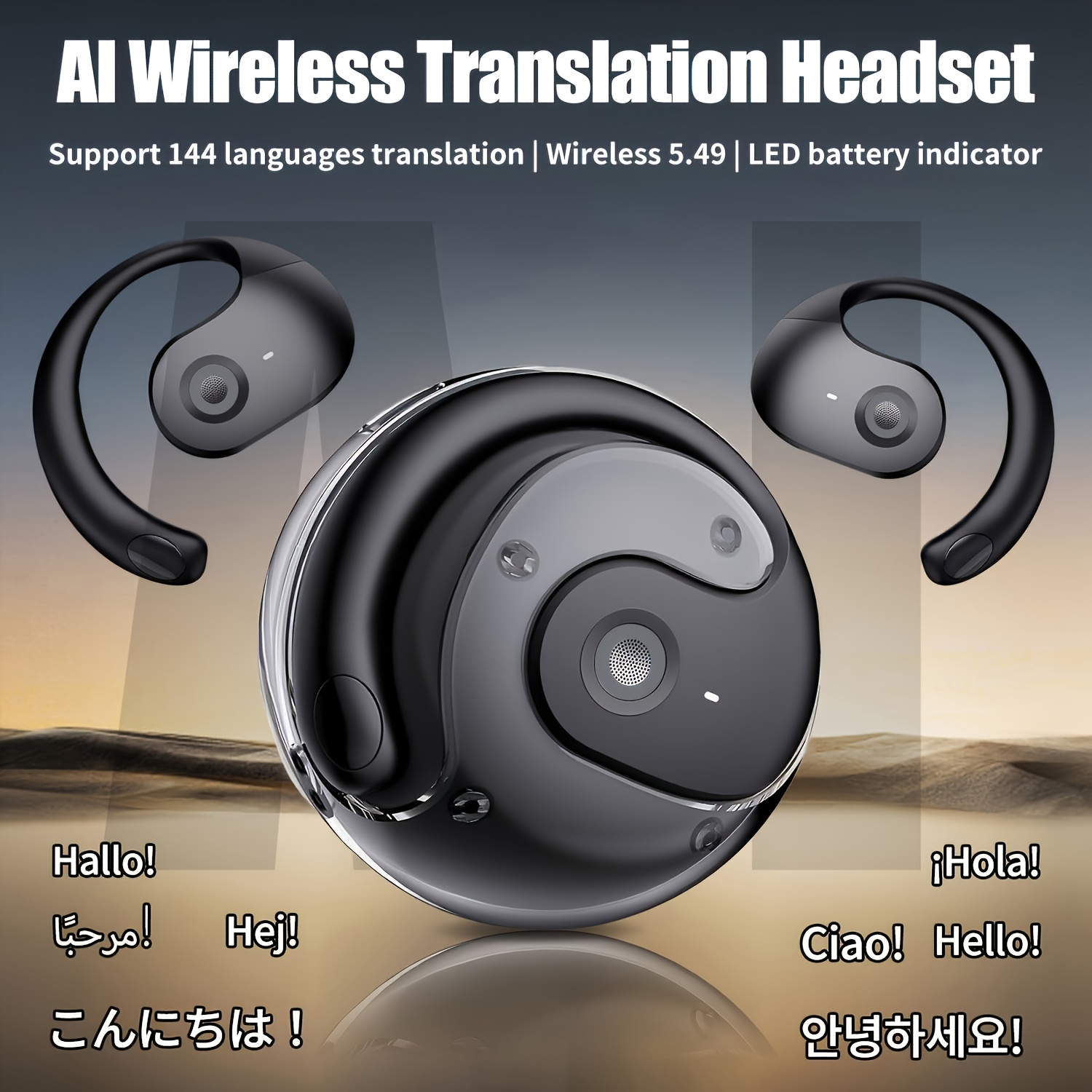 Image of Smart Translation Earbuds - 144 Languages & Accents, Real-time Wireless Headphones With Type-c Charging Case, Long , Ideal For Travel & , , Fit, Wireless Earbuds