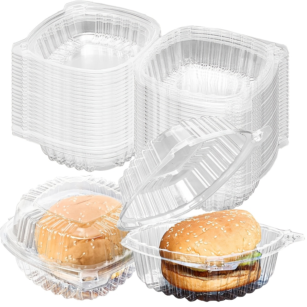 

120/240 Pack Clear Polypropylene Hinged Clamshell Containers 5x5 Inches - Boxes For Sandwiches, Desserts, Salads - Leakproof, Stackable, Ideal For Christmas, Halloween, Easter, Hanukkah, Thanksgiving