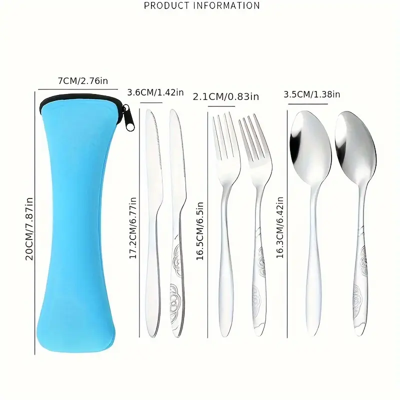 2 set stainless steel western steak knife spoon fork cloth cloth bag portable outdoor three piece set Product details 2