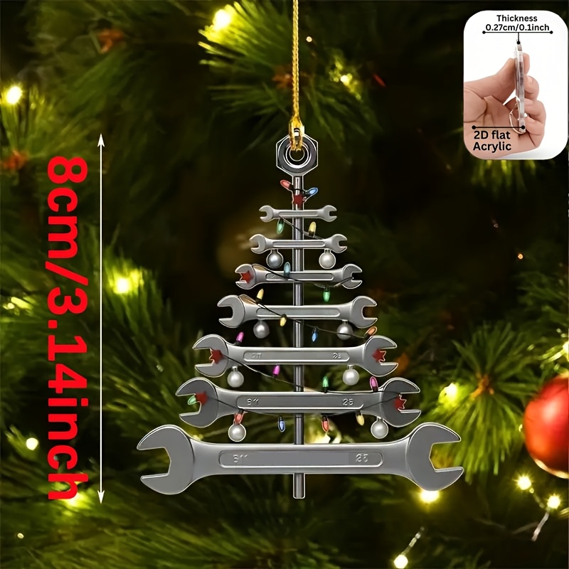 2d Flat - Acrylic Ornament Shaped Like A Wrench, Perfect For Hanging On The Christmas Tree, Suitable For Festive Occasions, And A Great Gift For Christmas And New Year Celebrations