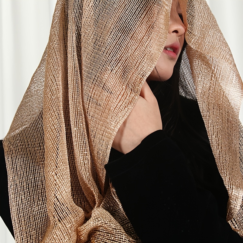1pc stylish shiny golden silvery shawl tassels solid color - Temu Oman