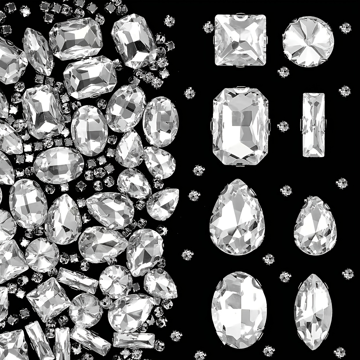 240pcs transparent glass rhinestones multi shapes multi sizes flat back crafts and sewing supplies material suitable for diy bags clothing shoes multi functional decorative accessories for crafts craft supplies flat back rhinestones