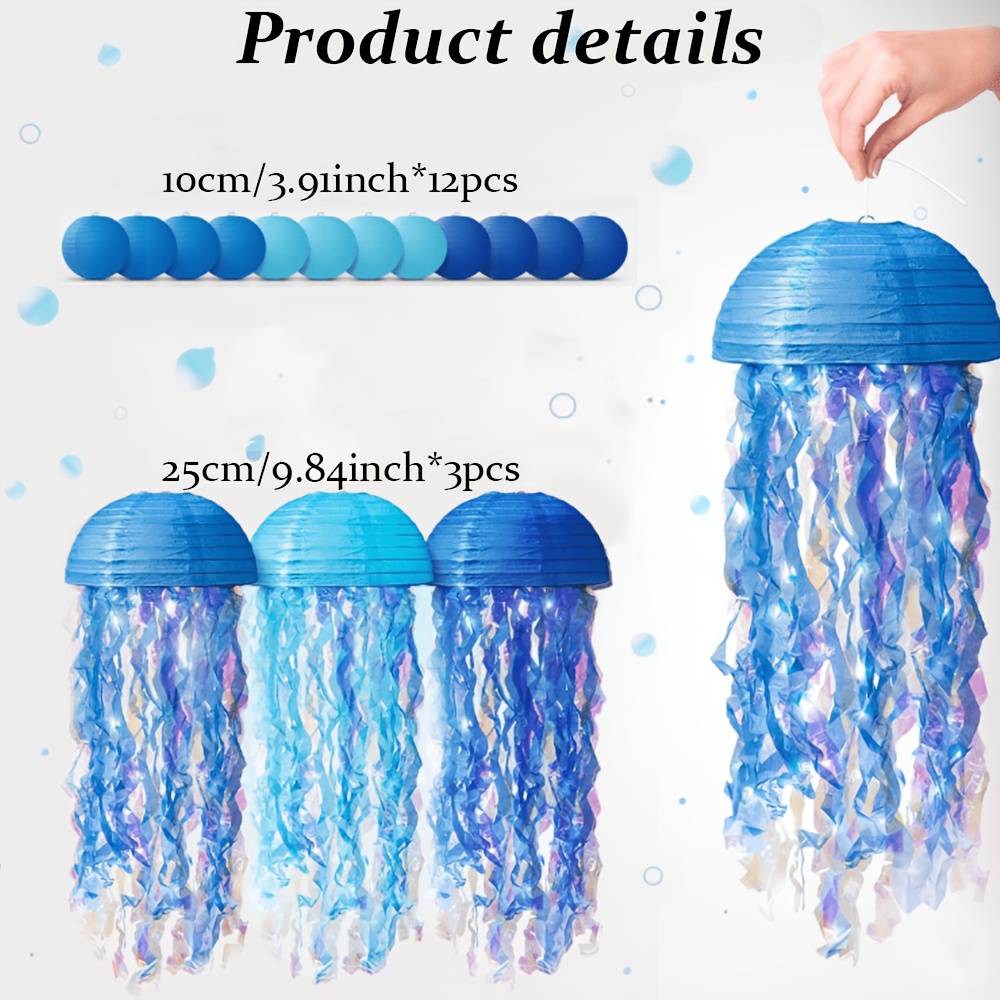 15pcs Of Jellyfish Paper Lanterns - Decorations For An Underwater Party, Mermaid Party Decor, Mermaid Birthday Decorations, And Hanging Jellyfish Ornaments