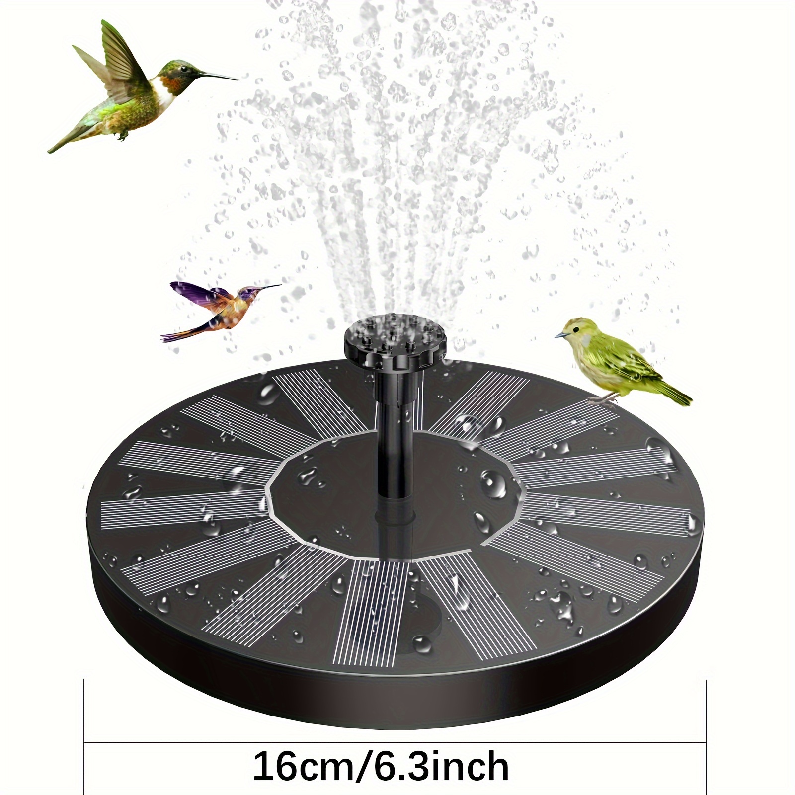 Image of 1.2w-3.5w Ipx8 Solar Powered Water Fountain,solar Fountain Bird Bath Pump With 6 Nozzles, Free Standing Portable Floating Solar Powered Water Fountain Pump For Garden,pond,pool,outdoor And Backyard
